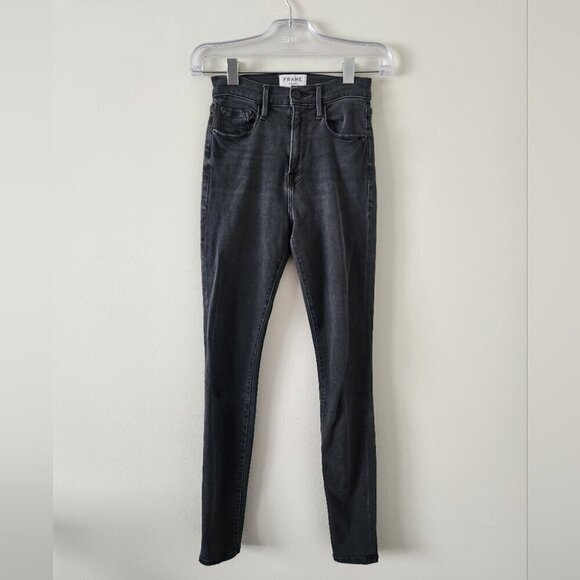 FRAME | Ali high rise skinny jeans gray black sz 24 - Picture 2 of 5